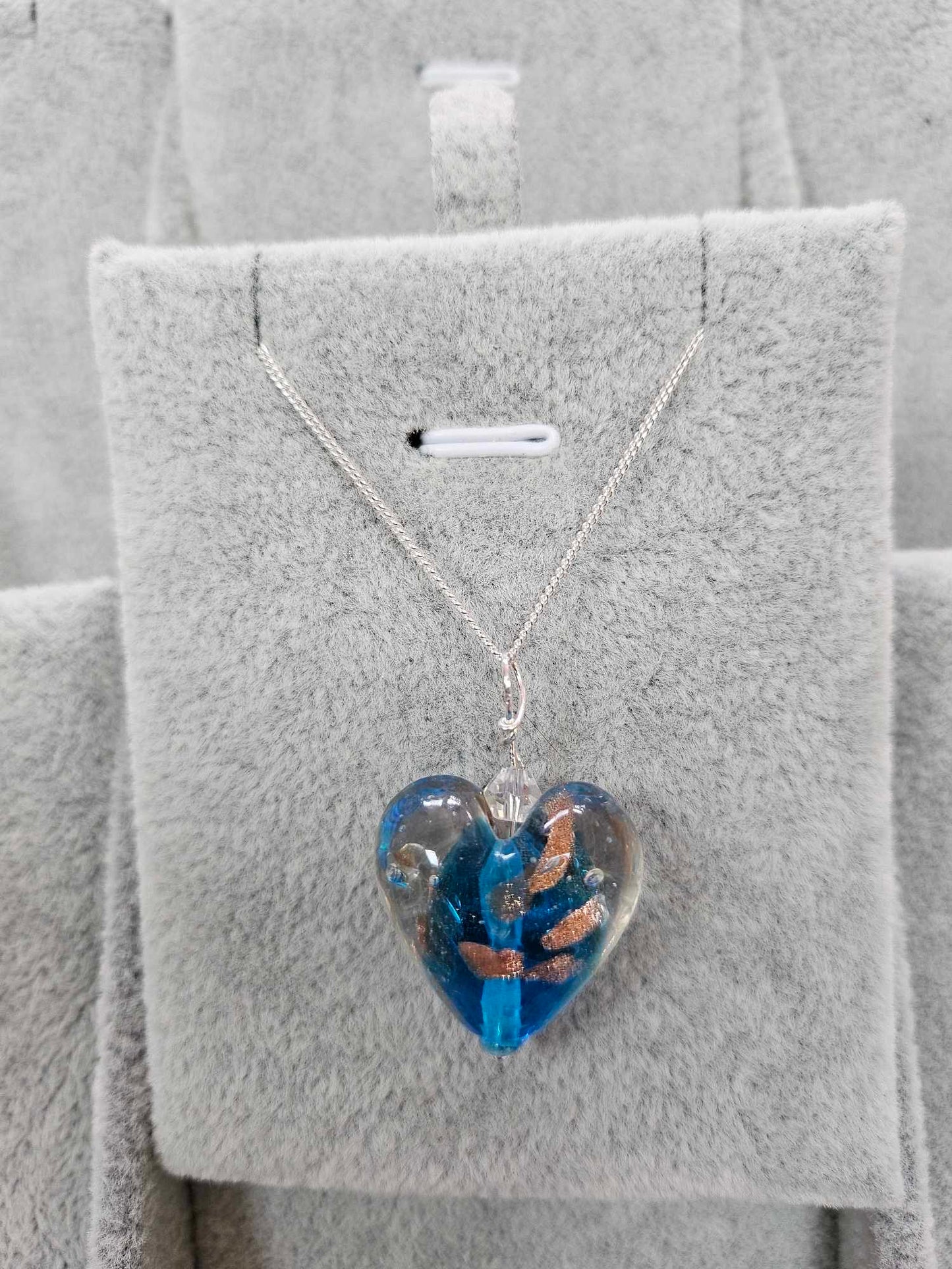 Blue Millefiori Heart Necklace