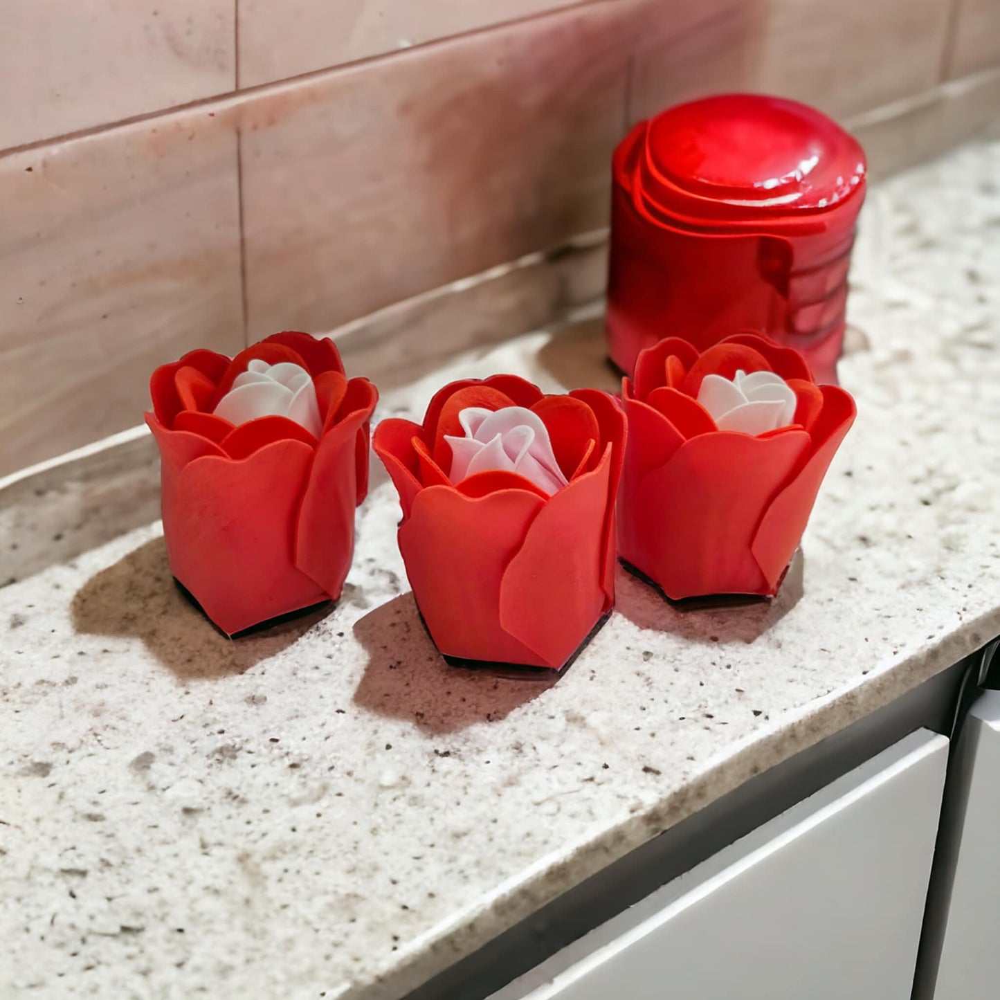 Soap Flower Heart Trio