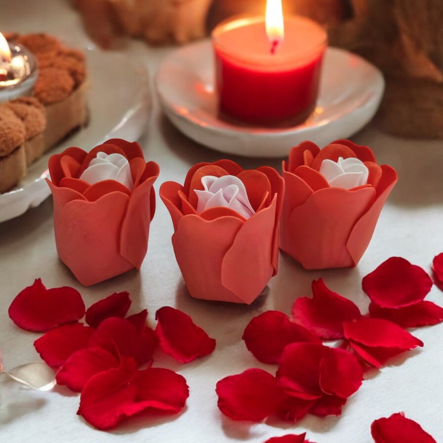 Soap Flower Heart Trio