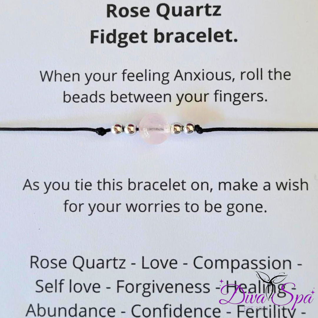 Handcrafted Rose Quartz Fidget Bracelet .