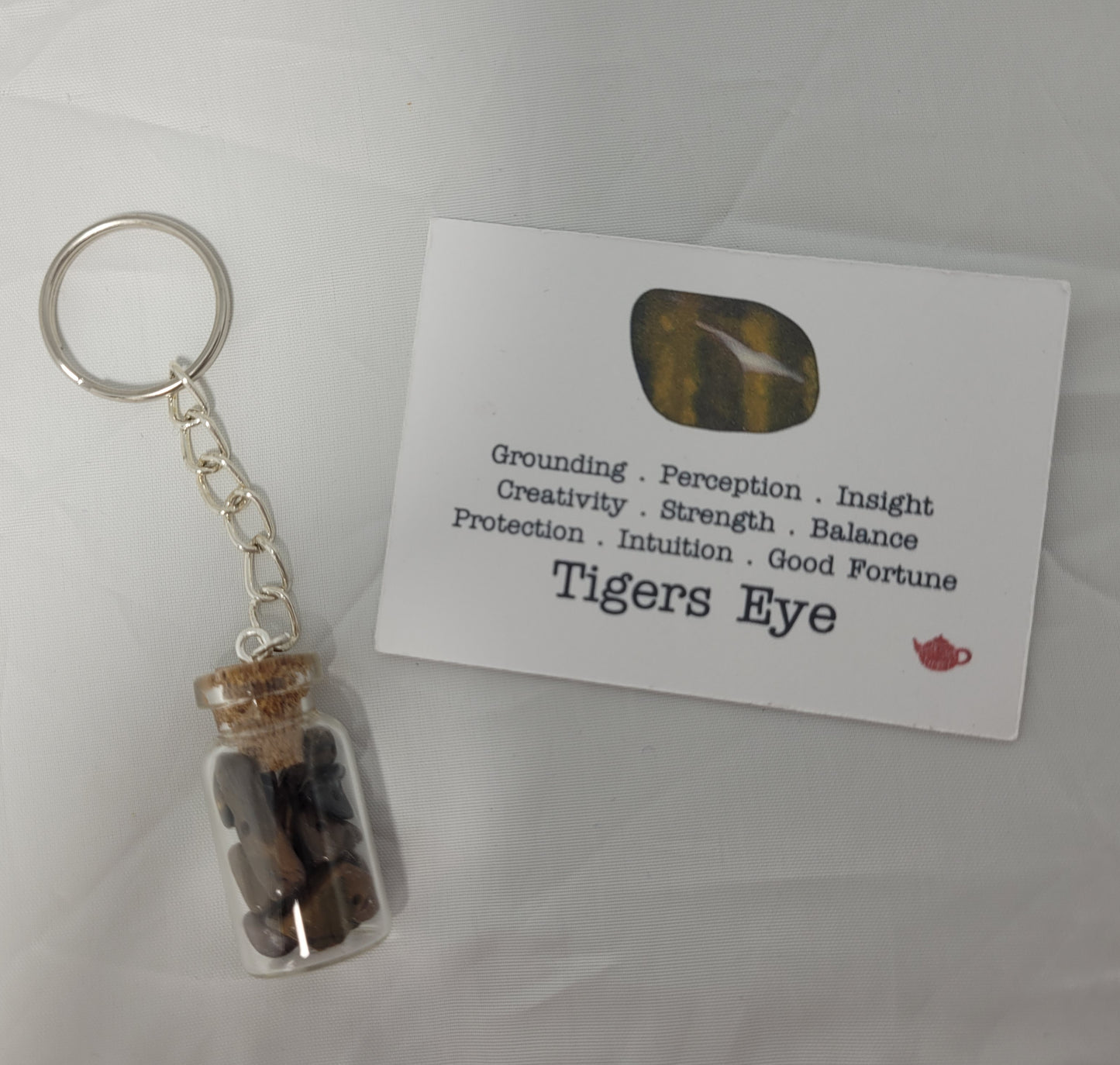 Tigerseye chip bottle keyring