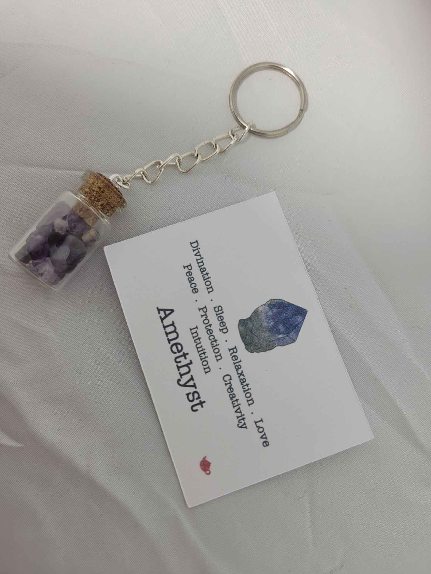 Amethyst chips bottle keyring