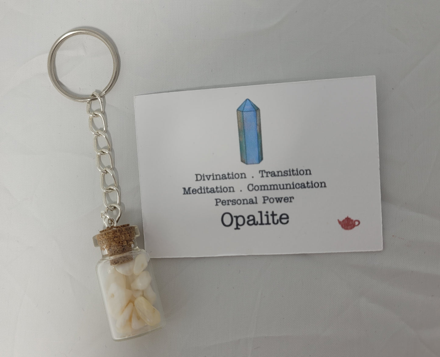 Opalite chip bottle keyring