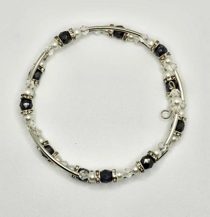 Hematite & Faux Pearl Silver Plated