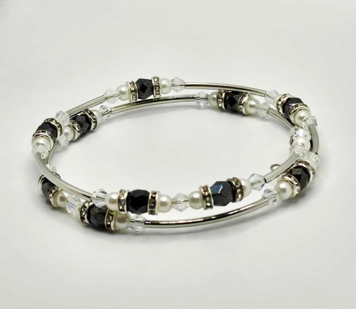 Hematite & Faux Pearl Silver Plated
