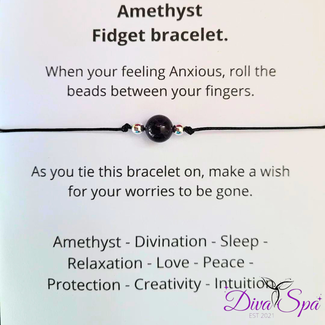 Handcrafted Amethyst Fidget Bracelet .