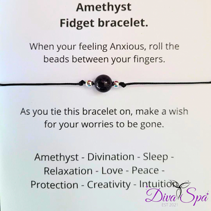 Handcrafted Amethyst Fidget Bracelet .