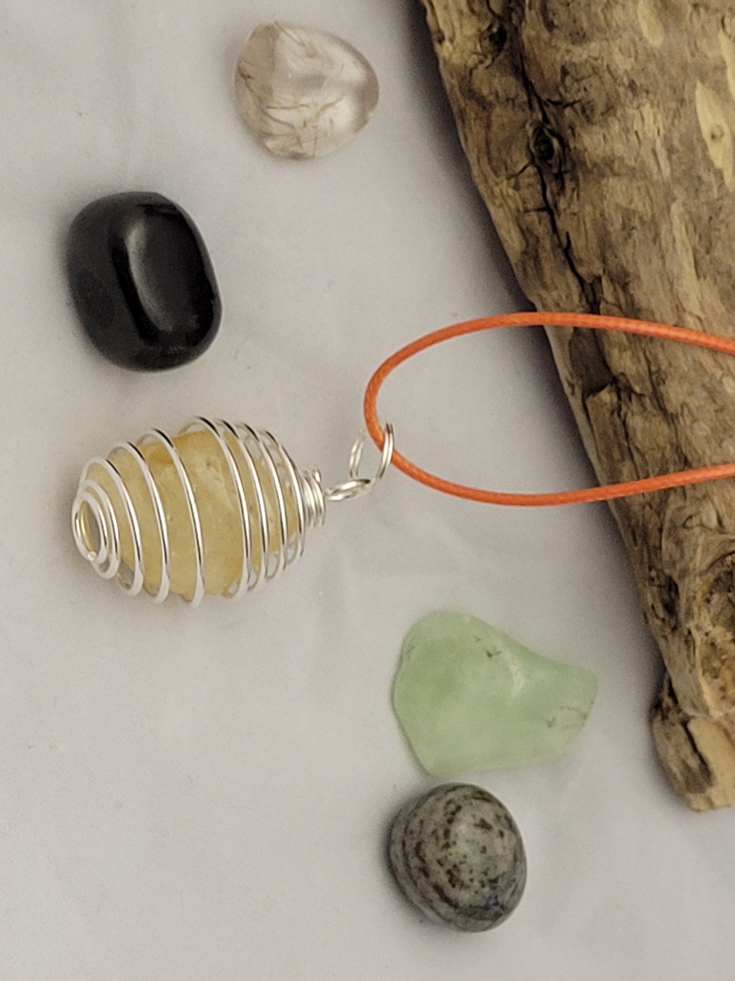 Citrine gemstone caged necklace..