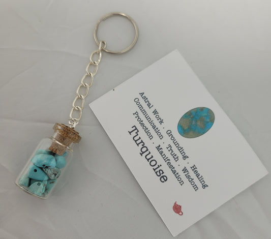 Tuquoise chip bottle keyring