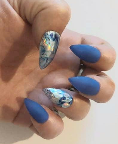 Electric blues set of 20 handpainted nails